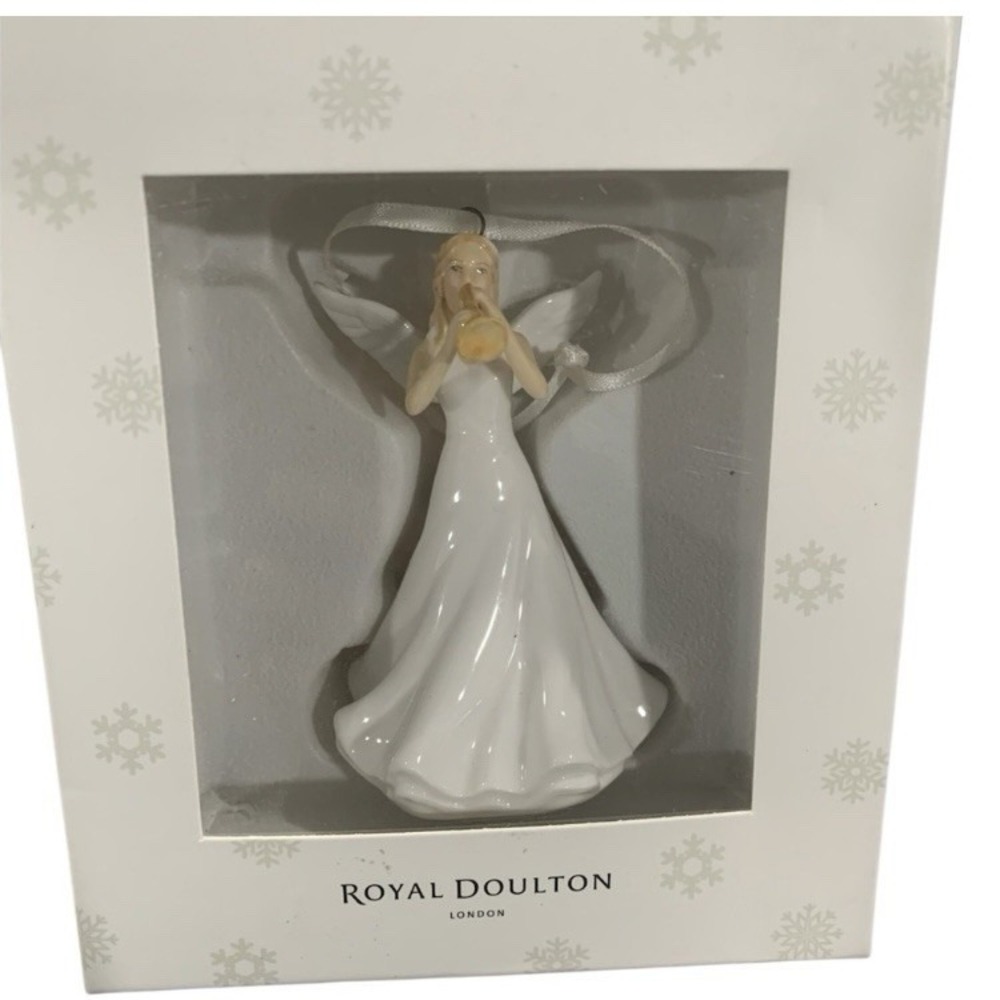 Royal Doulton Angel Fanfare Trumpet Porcelain Christmas Ornament w/Box